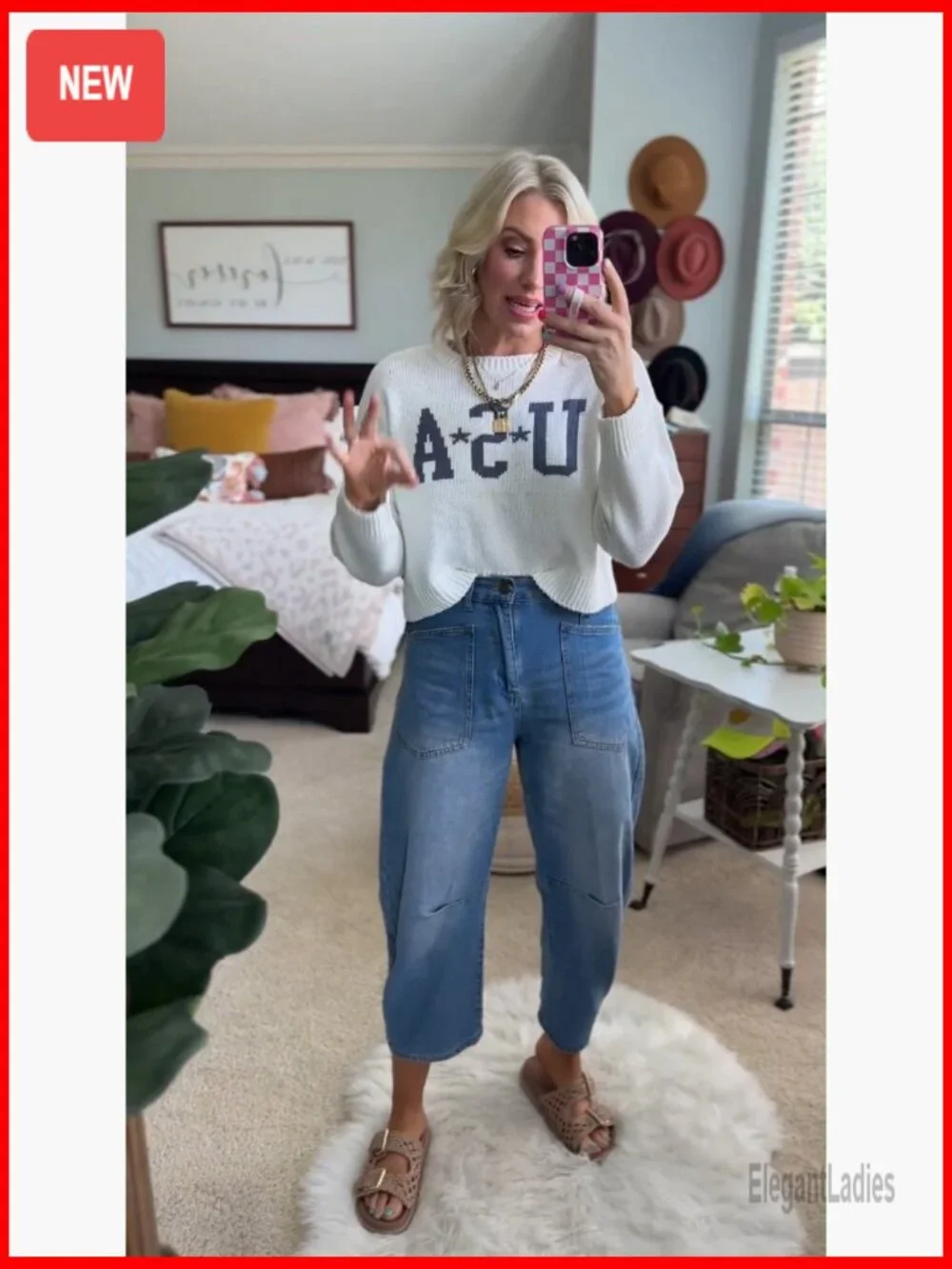 High Waisted Wide Leg Barrel Jeans Vintage Denim Pants with Patch Pockets - Picture 6 of 7